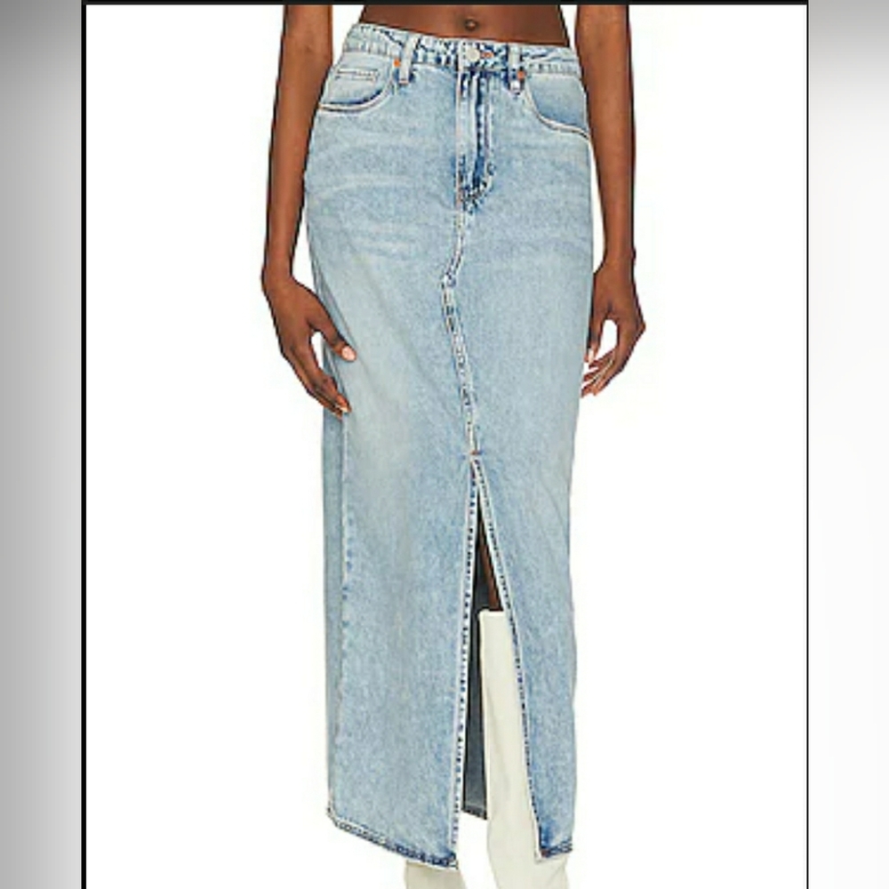 Mid Rise Denim Maxi Skirt in "In My Mind" by BLANKNYC